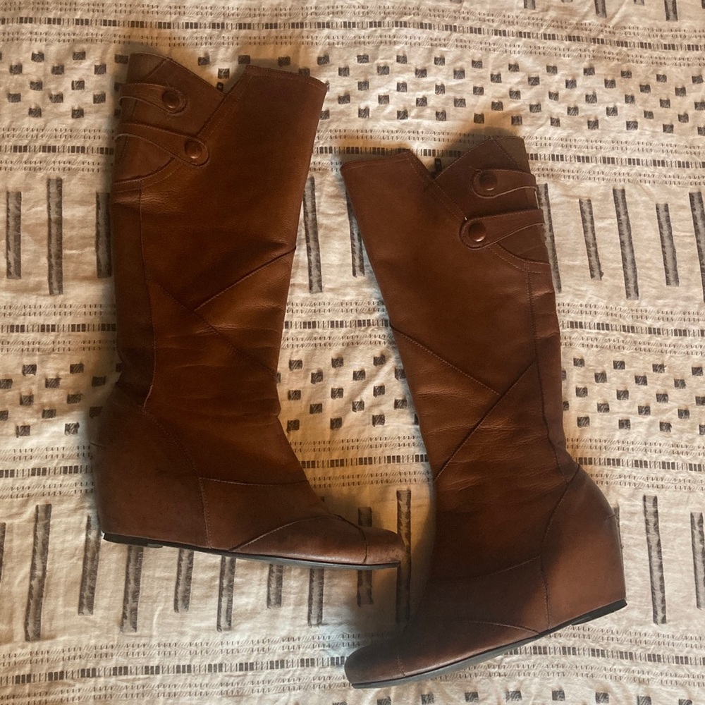 Miz Mooz West Wedge Boots Cognac